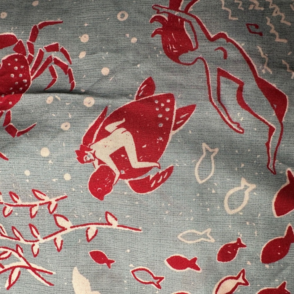 Tombolo Hawaiian Shirt Small French Blue Organic Tencel Mardi Gras Cabana Lounge - Picture 16 of 16
